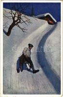 Szánkózás, téli sport / Sledding, winter sport. B.K.W.I. 518-2. s: Otto Barth (r)