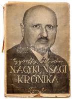 Györffy István: Nagykunsági Krónika. Bp., 1941, Turul, 1 t. + 180 p. + XVI t. Egészoldalas, fekete-fehér képekkel illusztrált. Kiadói papírkötés, kissé kopott, szakadt kiadói papír védőborítóban, a címkép és az 1-14. oldalak kijárnak.