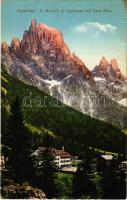 1910 Dolomiti, Dolomiten, Dolomites (Südtirol); S. Martino di Castrozza mit Sass Maor (Rb)