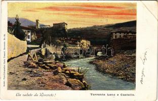 1899 (Vorläufer) Rovereto, Torrente Leno e Castello / castle, bridge (EB)