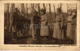 1916 Trónörökös Őfensége dekorálja a 4-es honvédeket. Herbst műnyomása. A m. kir. 4. honvéd gyalogezred tulajdona / WWI Austro-Hungarian K.u.K. military, Charles I of Austria decorates the soldiers of the 4th Infantry Regiment (EK)