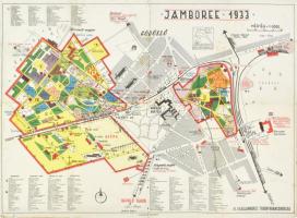 1933 A gödöllői Jamboree térképe, 1:6000, Bp., Athenaeum, lapszéli kisebb sérülésekkel, kissé foltos, 40x54,5 cm