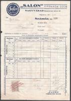 1942 ,,Salon" Cipőkrém Üzem, Nagyvárad illusztrált fejléces számla