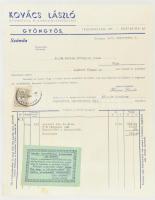 1942 Kovács László Gyümölcs- és Bornagykereskedő, Gyöngyös fejléces számla