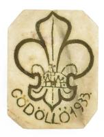 1933 A gödöllői cserkész jamboree alkalmával kiadott márvány levélnehezék, bevésett cserkész címerre...