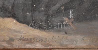 Muzsinszki Nagy Endre (1886-1975): Jézus. Olaj, fa. Jelzett. Kissé foltos. Dekoratív, sérült fakeret...