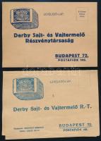 cca 1930 2db Derby Sajt- és Vajtermelő Rt. reklámlap / megrendelő