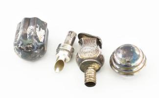 4 darabos ezüstözött fém borszervírozó szett, m: 3-7 cm