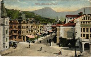 1914 Merano, Meran (Südtirol); Habsburgerstrasse / street view, tram (EB)