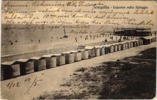 1912 Senigallia, Capanne sulla Spiaggia / beach, cabins, bathers (EK)