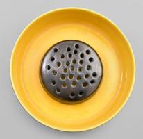 Retro kerámia ikebana jelzéssel, hibátlan, d: 22,5 cm, m: 9 cm