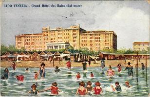 1914 Venezia, Venice; Grand Hotel des Bains (dal mare) / hotel, beach, bathers (EK)