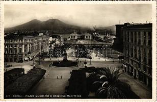 1940 Napoli, Naples; Piazza Municipio e Stazione Marittima / square, maritime station (EK)