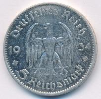 Német Harmadik Birodalom 1934A 5M Ag "Náci hatalom első évfordulója" T:XF,VF karc
German ...