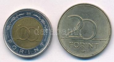 2002. 100Ft "Kossuth" + 2003. 20Ft "Deák" T:AU,XF patina, kis karc