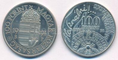 1990. 100Ft Cu-Ni-Zn "Fáy András" + 1991. 100Ft Cu-Ni "II. János Pál pápa látogatása&...