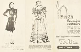 cca 1930 "Ünnepélyes alkalmakra díszmagyar" -Tüdős Klára tervezése, Corvin Áruház, illusztrált szórólap