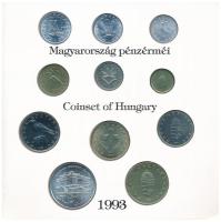 1993. 10f-200Ft (11xklf) forgalmi sor, benne 200Ft Ag "MNB", "Magyarország pénzérméi&...