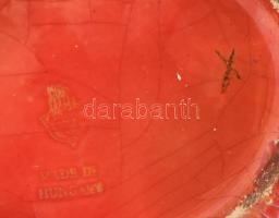 Zsolnay repesztett mázas ökörvér mázas váza. Jelzett, ragasztott, sérült, m: 28,5 cm