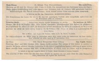 1925. "15. Magyar Királyi Osztálysorsjáték" első osztály 1/8 sorsjegye, "17597" ...