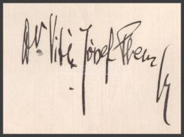 1935 Bp., Habsburg-Lotaringiai József Ferenc (1895-1957) főherceg autográf aláírással ellátott, gépe...