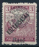 Nagyvárad 1919 Arató/Köztársaság 3f látványosan elcsúszott felülnyomással, a Bani szó alulra került / shifted overprint. Signed: Bodor