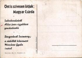 Budapest III. Római part, Magyar csárda reklámja. Foto Revü (kis szakadás / small tear)