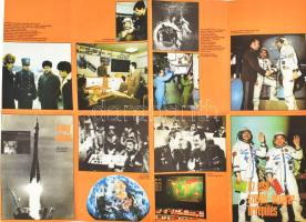 1980 Az első szovjet-magyar űrrepülés, kihajtható színes ismertető kiadvány, plakát méretűre kihajth...