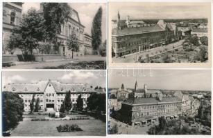 Kecskemét, Széchenyi tér, gyógyszertár, Országos nevelőintézet, Katona József gimnázium, Városi Tanács és Fő tér - 8 db MODERN város képeslap (Képzőművészeti Alap Kiadóvállalat)