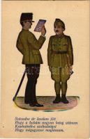 Százados úr levelem jött, hogy a babám nagyon beteg utánam... / Hungarian military art postcard (EK)