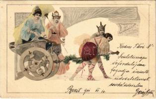 1901 Születésnapi üdvözlet / Birthday greeting art postcard. M. M. Vienne Art Nouveau, litho