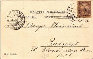 1901 Születésnapi üdvözlet / Birthday greeting art postcard. M. M. Vienne Art Nouveau, litho