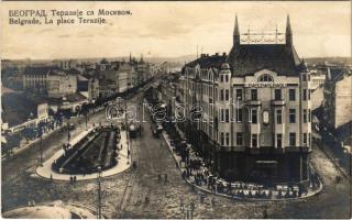 1925 Beograd, Belgrade; La place Terazije / square, tram