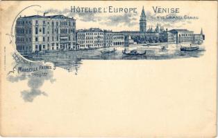 Venezia, Venice; Hotel de l'Europe sur le Grand Canal. Lit. S. Fumagalli Art Nouveau, litho