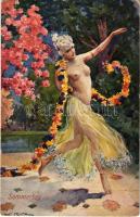 Sommertag / Erotic nude lady art postcard. Vierfarbendruck-Künstlerkarte 166/1471. s: Hans Printz (EK)