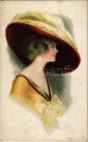 1916 Lady art postcard (fl)