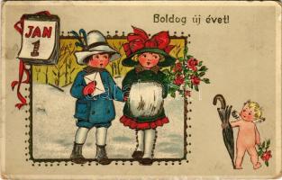 Boldog Újévet! / New Year greeting art postcard. litho (EK)