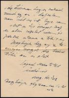 1959 Nagybánya, Nagy Oszkár (1883-1965) festőművész saját kezűleg írt levele, borítékkal