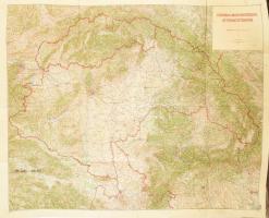 1942 Csonka-Magyarország áttekintő térképe, 1 : 750.000, Bp., M. Kir. Honvéd Térképészeti Intézet, kisebb lapszéli sérüléssel, lyukakkal, 116x86 cm