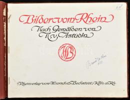 cca 1910-1930 Bilder vom Rhein. Nach Gemälden von N[icolai] v[on] Astudin. Köln, Rheinverlag von Hoursch & Bechstedt. Színes reprodukciókkal illusztrált album, francia, német és angol nyelvű bevezetővel. Kiadói tűzött papírkötés, könyvtesttől elvált borítóval, helyenként kissé foltos lapokkal.