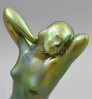 Zsolnay eozin mázas akt szobor, jelzett, hibátlan, m: 24,5 cm