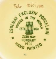 Zsolnay Exclusiv virágmintás váza, jelzéssel, sérült, ragasztott, m: 27 cm