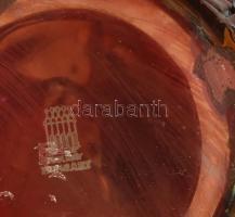 Zsolnay modern ökörvér mázas, repesztett mázas porcelán váza, jelzett, 1960 körül, kis pattanással, ...