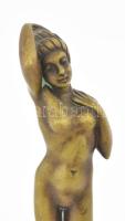 Antik női akt bronz szobor, jelzés nélkül, szép állapotban, m: 17 cm