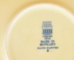 Zsolnay bambuszmintás mokkás készlet, kézzel festett, jelzett, egyik fedő sérült, egyik poháron hajs...