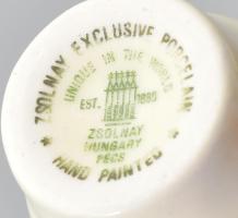 Zsolnay Exclusiv virágmintás pálinkás pohár készlet, eredeti dobozában, jelzéssel, hibátlan, m: 5 cm