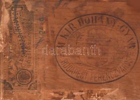 Jelzés nélkül, XX. sz eleje: Táj. Olaj, falemez. Kissé sérült. Dekoratív, kissé kopott fakeretben. H...