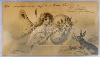 100 db RÉGI (1899-1944) képeslap vegyes minőségben kis műbőr albumban: Art Deco lapok, olasz művészl...