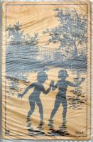 100 db RÉGI (1903-1944) képeslap vegyes minőségben kis albumban: angyal, hölgy, Mailick, Geiger, Har...