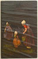 100 db RÉGI (1903-1944) képeslap vegyes minőségben kis albumban: angyal, hölgy, Mailick, Geiger, Har...